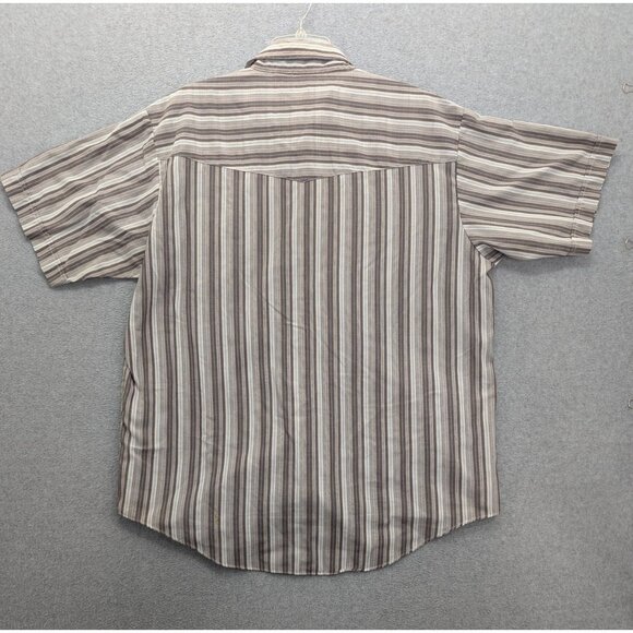 Plains Western Wear Shirt Mens XL Brown Stripe Pearl Snap Cowboy Rodeo Retro - Picture 6 of 11